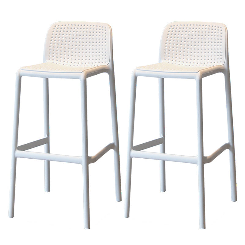 Modern Style Low Back Bar-stool Square Counter Bar Stool with Plastic Legs White 2 Piece Set Bar Stool(30"H) Clearhalo 'Bar Furniture' 'Bar Stools' 'bar_stools' 'furn' 'furn_bar_stools' 'Furniture' 'furniture_bar_stools' 'Kitchen & Dining Furniture' 4744669