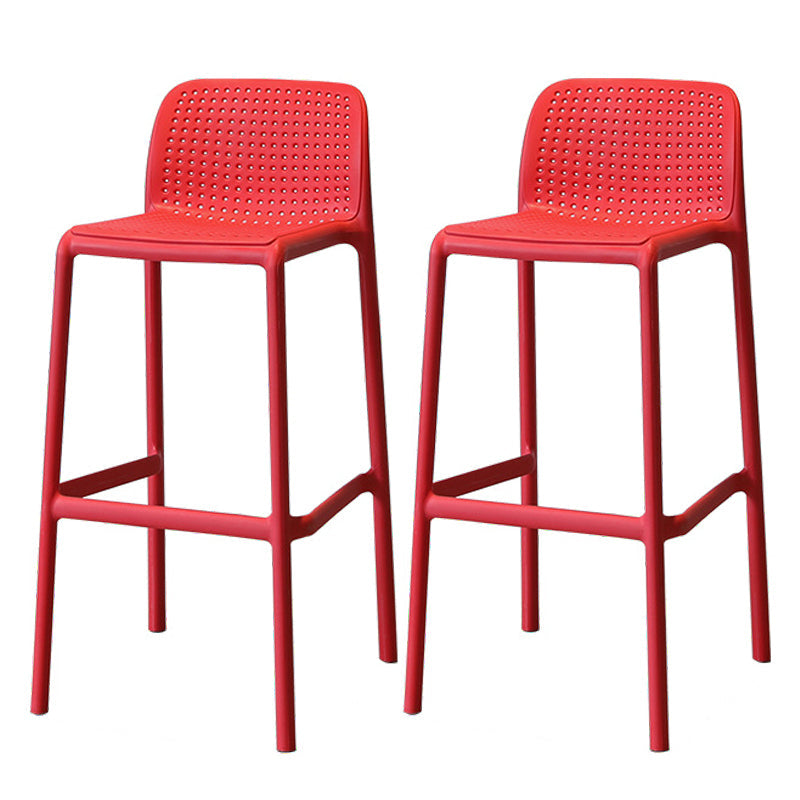 Modern Style Low Back Bar-stool Square Counter Bar Stool with Plastic Legs Red 2 Piece Set Bar Stool(30"H) Clearhalo 'Bar Furniture' 'Bar Stools' 'bar_stools' 'furn' 'furn_bar_stools' 'Furniture' 'furniture_bar_stools' 'Kitchen & Dining Furniture' 4744670