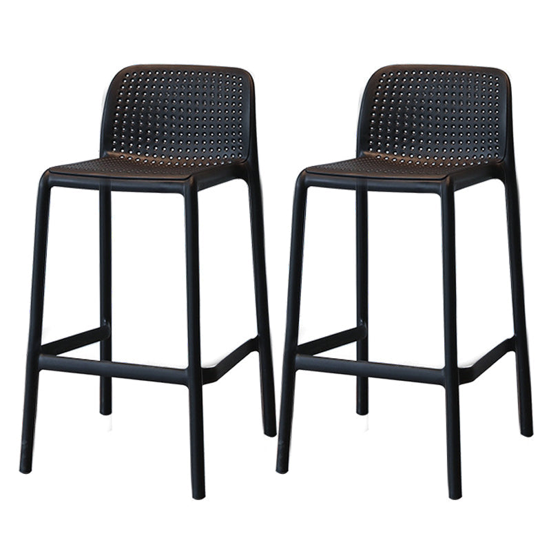 Modern Style Low Back Bar-stool Square Counter Bar Stool with Plastic Legs Black 2 Piece Set Short Stool(22"H) Clearhalo 'Bar Furniture' 'Bar Stools' 'bar_stools' 'furn' 'furn_bar_stools' 'Furniture' 'furniture_bar_stools' 'Kitchen & Dining Furniture' 4744676