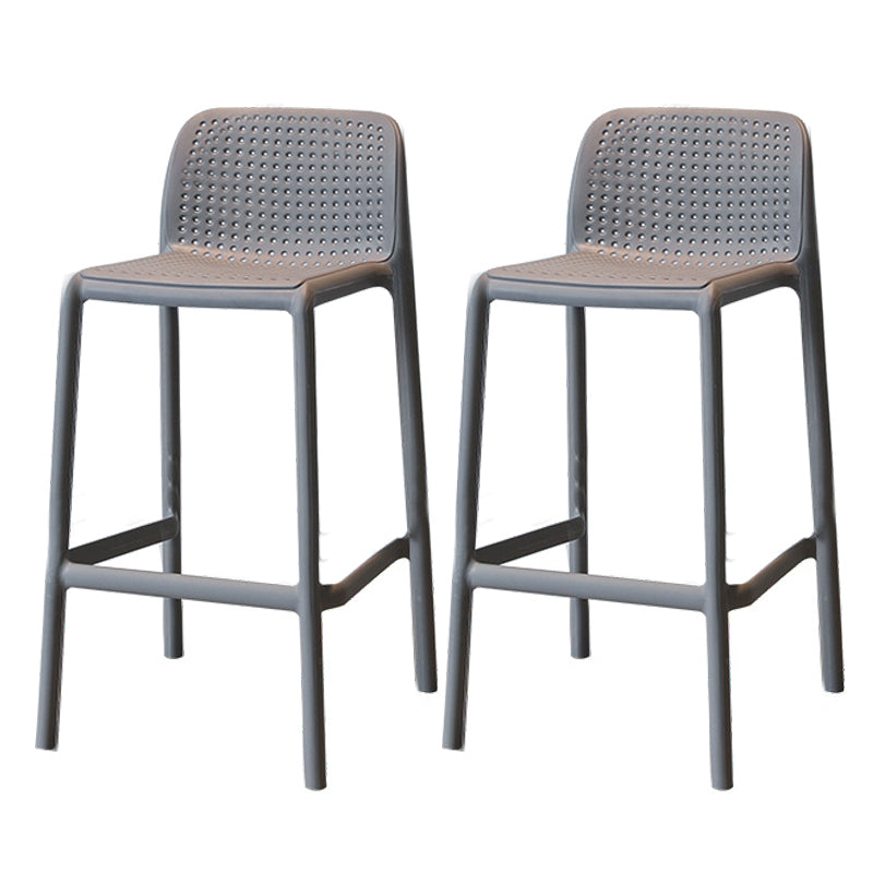 Modern Style Low Back Bar-stool Square Counter Bar Stool with Plastic Legs Dark Gray 2 Piece Set Short Stool(22"H) Clearhalo 'Bar Furniture' 'Bar Stools' 'bar_stools' 'furn' 'furn_bar_stools' 'Furniture' 'furniture_bar_stools' 'Kitchen & Dining Furniture' 4744677