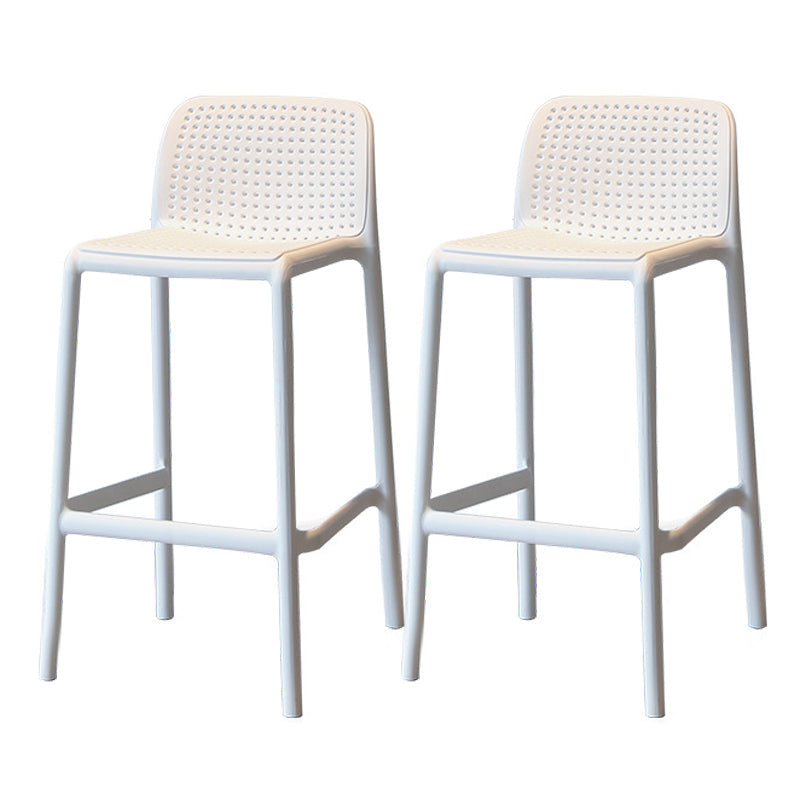 Modern Style Low Back Bar-stool Square Counter Bar Stool with Plastic Legs White 2 Piece Set Short Stool(22"H) Clearhalo 'Bar Furniture' 'Bar Stools' 'bar_stools' 'furn' 'furn_bar_stools' 'Furniture' 'furniture_bar_stools' 'Kitchen & Dining Furniture' 4744678