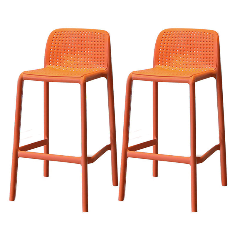 Modern Style Low Back Bar-stool Square Counter Bar Stool with Plastic Legs Orange 2 Piece Set Short Stool(22"H) Clearhalo 'Bar Furniture' 'Bar Stools' 'bar_stools' 'furn' 'furn_bar_stools' 'Furniture' 'furniture_bar_stools' 'Kitchen & Dining Furniture' 4744681