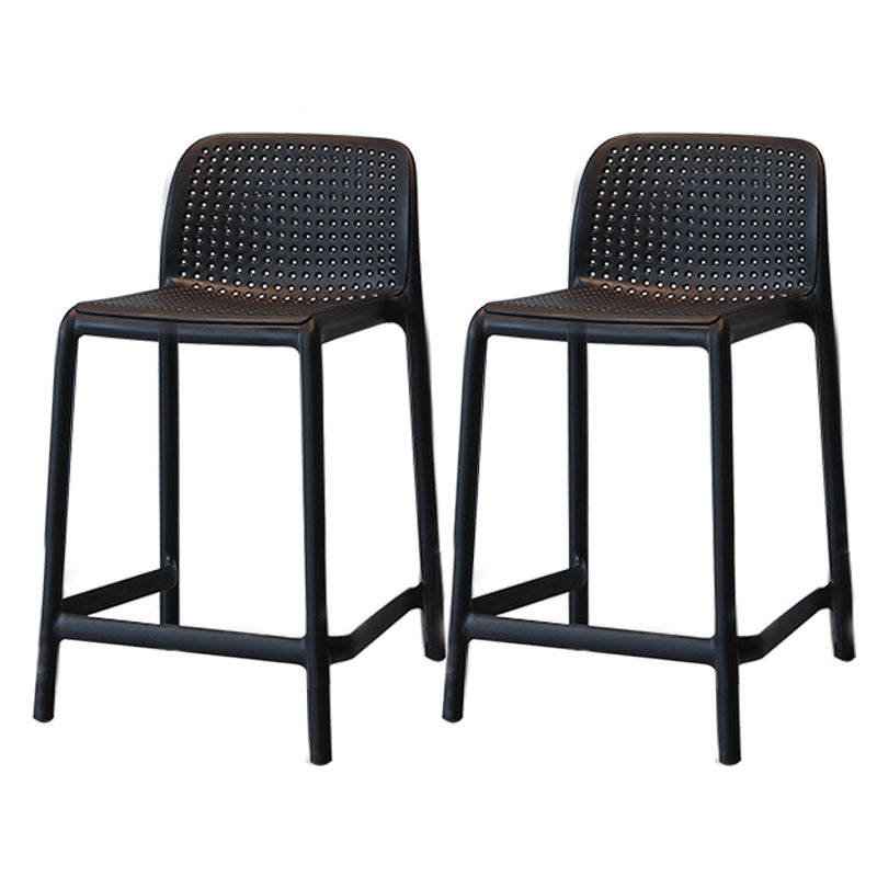 Modern Style Low Back Bar-stool Square Counter Bar Stool with Plastic Legs Black 2 Piece Set Short Stool(20"H) Clearhalo 'Bar Furniture' 'Bar Stools' 'bar_stools' 'furn' 'furn_bar_stools' 'Furniture' 'furniture_bar_stools' 'Kitchen & Dining Furniture' 4744682