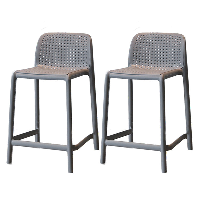 Modern Style Low Back Bar-stool Square Counter Bar Stool with Plastic Legs Dark Gray 2 Piece Set Short Stool(20"H) Clearhalo 'Bar Furniture' 'Bar Stools' 'bar_stools' 'furn' 'furn_bar_stools' 'Furniture' 'furniture_bar_stools' 'Kitchen & Dining Furniture' 4744683