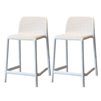 Modern Style Low Back Bar-stool Square Counter Bar Stool with Plastic Legs White 2 Piece Set Short Stool(20"H) Clearhalo 'Bar Furniture' 'Bar Stools' 'bar_stools' 'furn' 'furn_bar_stools' 'Furniture' 'furniture_bar_stools' 'Kitchen & Dining Furniture' 4744684