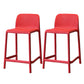 Modern Style Low Back Bar-stool Square Counter Bar Stool with Plastic Legs Red 2 Piece Set Short Stool(20"H) Clearhalo 'Bar Furniture' 'Bar Stools' 'bar_stools' 'furn' 'furn_bar_stools' 'Furniture' 'furniture_bar_stools' 'Kitchen & Dining Furniture' 4744685