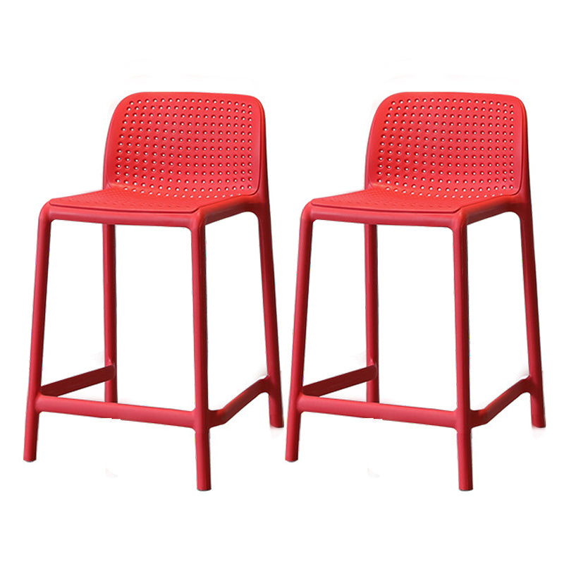 Modern Style Low Back Bar-stool Square Counter Bar Stool with Plastic Legs Red 2 Piece Set Short Stool(20"H) Clearhalo 'Bar Furniture' 'Bar Stools' 'bar_stools' 'furn' 'furn_bar_stools' 'Furniture' 'furniture_bar_stools' 'Kitchen & Dining Furniture' 4744685