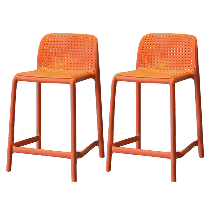 Modern Style Low Back Bar-stool Square Counter Bar Stool with Plastic Legs Orange 2 Piece Set Short Stool(20"H) Clearhalo 'Bar Furniture' 'Bar Stools' 'bar_stools' 'furn' 'furn_bar_stools' 'Furniture' 'furniture_bar_stools' 'Kitchen & Dining Furniture' 4744687