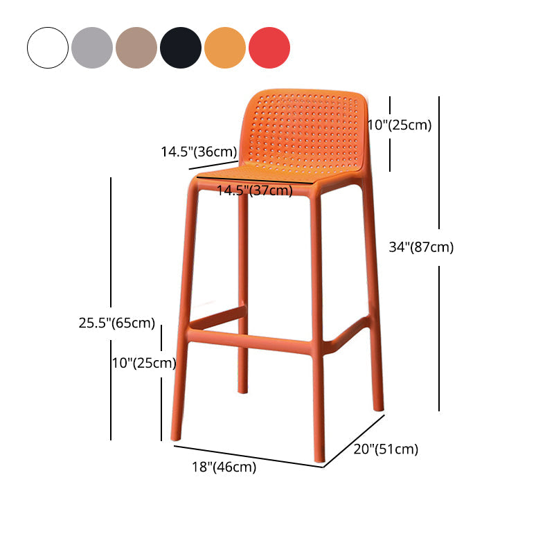 Modern Style Low Back Bar-stool Square Counter Bar Stool with Plastic Legs Clearhalo 'Bar Furniture' 'Bar Stools' 'bar_stools' 'furn' 'furn_bar_stools' 'Furniture' 'furniture_bar_stools' 'Kitchen & Dining Furniture' 4744690