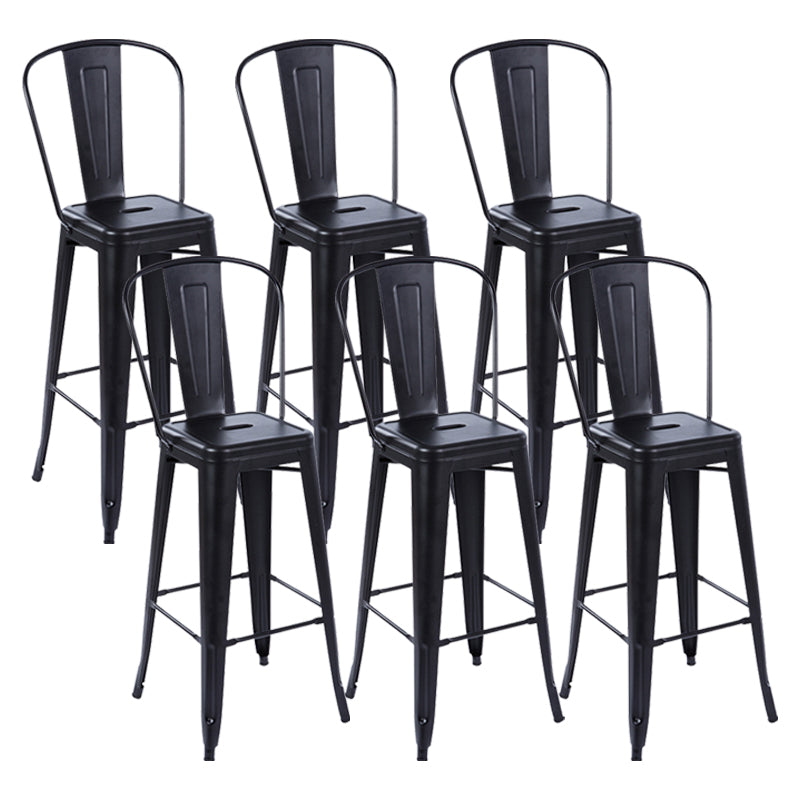 Modern Style Full Back Bar-stool Square Counter Bar Stool with Metal Legs Black 6 Piece Set Clearhalo 'Bar Furniture' 'Bar Stools' 'bar_stools' 'furn' 'furn_bar_stools' 'Furniture' 'furniture_bar_stools' 'Kitchen & Dining Furniture' 4744706