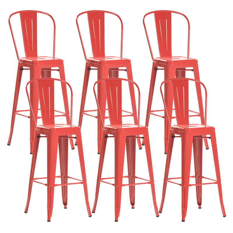 Modern Style Full Back Bar-stool Square Counter Bar Stool with Metal Legs Red 6 Piece Set Clearhalo 'Bar Furniture' 'Bar Stools' 'bar_stools' 'furn' 'furn_bar_stools' 'Furniture' 'furniture_bar_stools' 'Kitchen & Dining Furniture' 4744707
