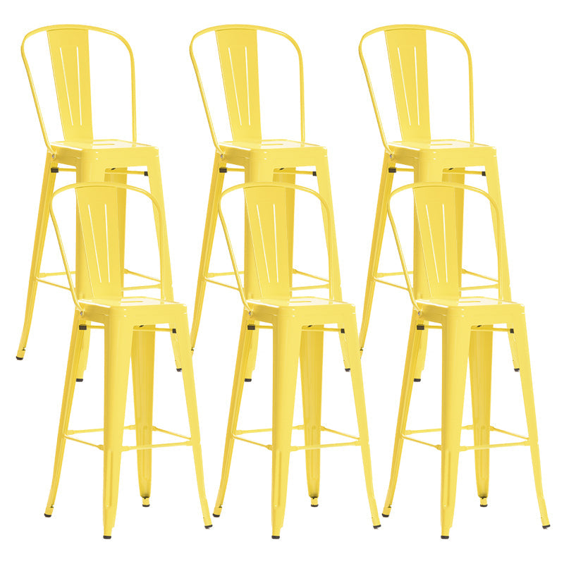 Modern Style Full Back Bar-stool Square Counter Bar Stool with Metal Legs Yellow 6 Piece Set Clearhalo 'Bar Furniture' 'Bar Stools' 'bar_stools' 'furn' 'furn_bar_stools' 'Furniture' 'furniture_bar_stools' 'Kitchen & Dining Furniture' 4744709