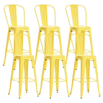 Modern Style Full Back Bar-stool Square Counter Bar Stool with Metal Legs Yellow 6 Piece Set Clearhalo 'Bar Furniture' 'Bar Stools' 'bar_stools' 'furn' 'furn_bar_stools' 'Furniture' 'furniture_bar_stools' 'Kitchen & Dining Furniture' 4744709
