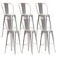 Modern Style Full Back Bar-stool Square Counter Bar Stool with Metal Legs Silver Gray 6 Piece Set Clearhalo 'Bar Furniture' 'Bar Stools' 'bar_stools' 'furn' 'furn_bar_stools' 'Furniture' 'furniture_bar_stools' 'Kitchen & Dining Furniture' 4744711