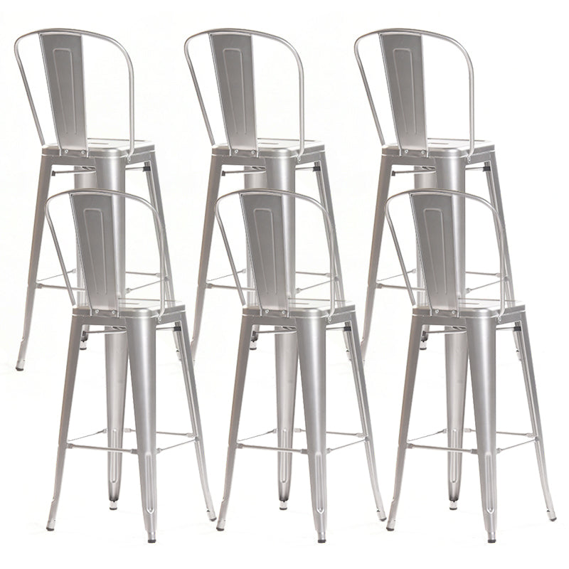 Modern Style Full Back Bar-stool Square Counter Bar Stool with Metal Legs Silver Gray 6 Piece Set Clearhalo 'Bar Furniture' 'Bar Stools' 'bar_stools' 'furn' 'furn_bar_stools' 'Furniture' 'furniture_bar_stools' 'Kitchen & Dining Furniture' 4744711