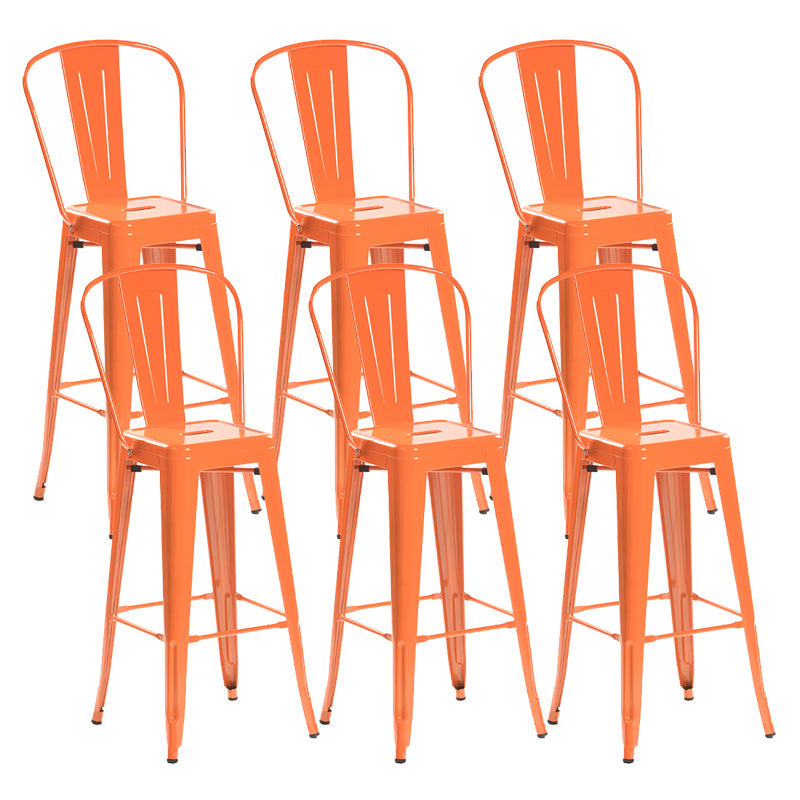 Modern Style Full Back Bar-stool Square Counter Bar Stool with Metal Legs Orange 6 Piece Set Clearhalo 'Bar Furniture' 'Bar Stools' 'bar_stools' 'furn' 'furn_bar_stools' 'Furniture' 'furniture_bar_stools' 'Kitchen & Dining Furniture' 4744713