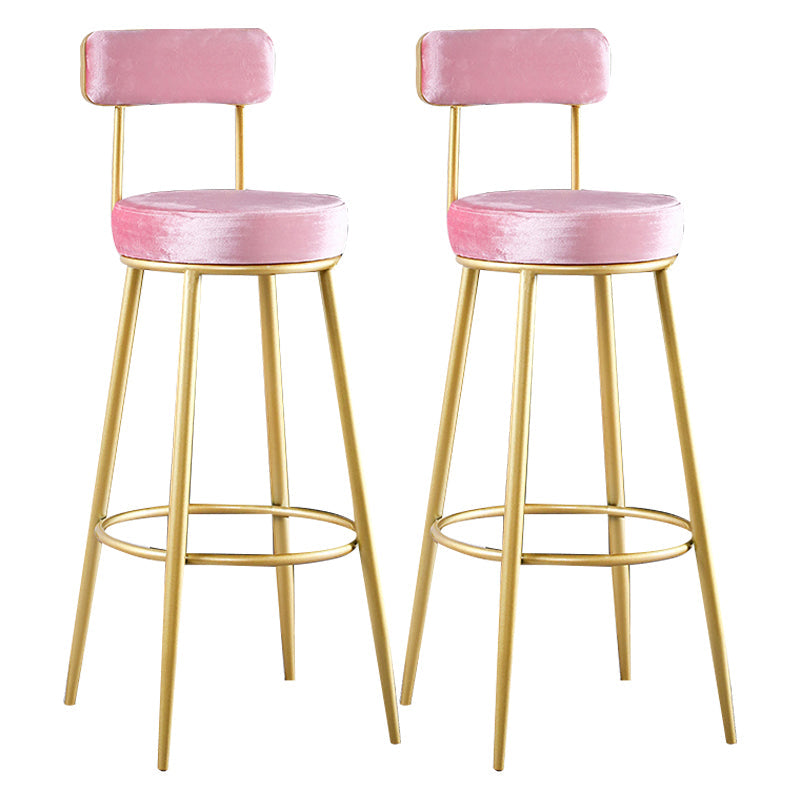 Scandinavian Round Low Back Barstools Upholstered Bar Stools Pink 2 Piece Set Clearhalo 'Bar Furniture' 'Bar Stools' 'bar_stools' 'furn' 'furn_bar_stools' 'Furniture' 'furniture_bar_stools' 'Kitchen & Dining Furniture' 4744744