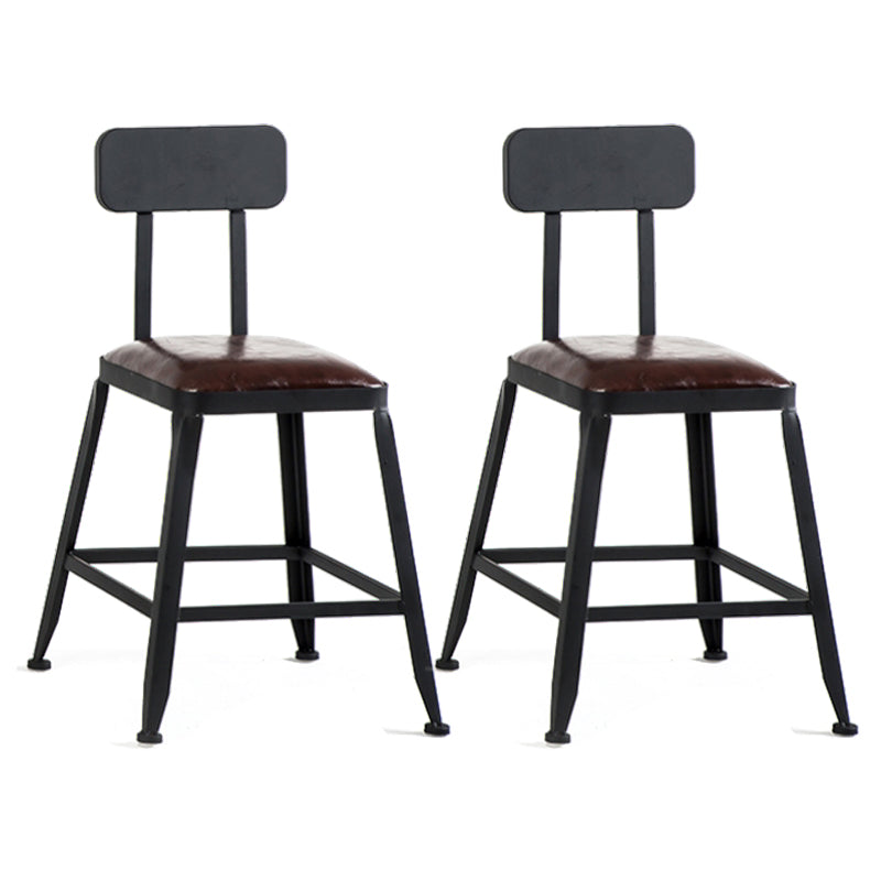 Industrial Footrest Armless Barstool Leather Stackable Coffee Shop Stool With Back 2 Piece Set Short Stool(18"H) Clearhalo 'Bar Furniture' 'Bar Stools' 'bar_stools' 'furn' 'furn_bar_stools' 'Furniture' 'furniture_bar_stools' 'Kitchen & Dining Furniture' 4744778