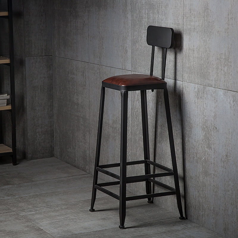 Industrial Footrest Armless Barstool Leather Stackable Coffee Shop Stool Clearhalo 'Bar Furniture' 'Bar Stools' 'bar_stools' 'furn' 'furn_bar_stools' 'Furniture' 'furniture_bar_stools' 'Kitchen & Dining Furniture' 4744779