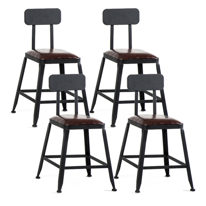 Industrial Footrest Armless Barstool Leather Stackable Coffee Shop Stool With Back 4 Piece Set Short Stool(18"H) Clearhalo 'Bar Furniture' 'Bar Stools' 'bar_stools' 'furn' 'furn_bar_stools' 'Furniture' 'furniture_bar_stools' 'Kitchen & Dining Furniture' 4744780
