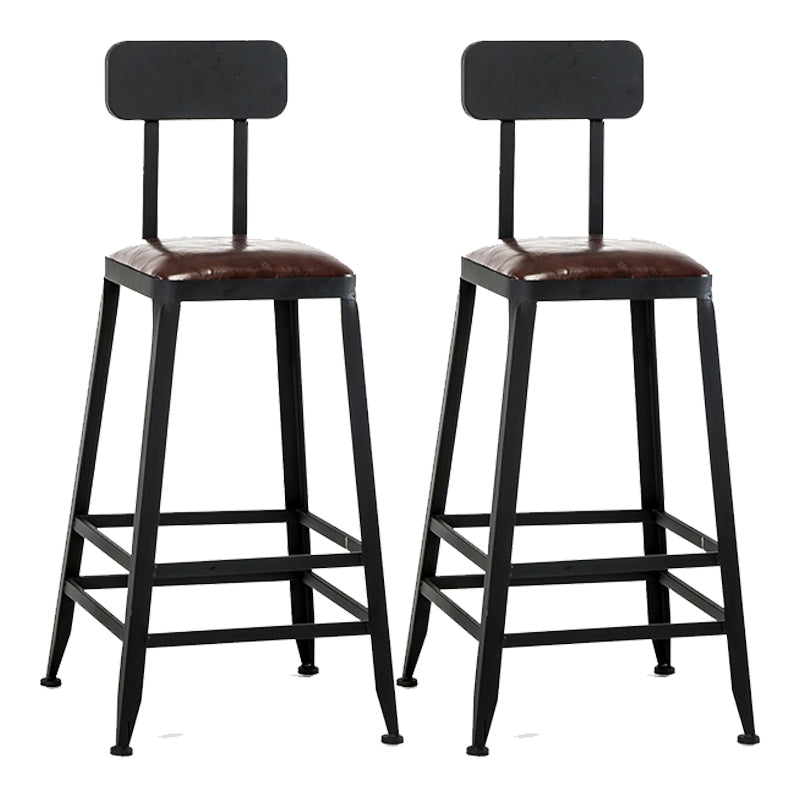 Industrial Footrest Armless Barstool Leather Stackable Coffee Shop Stool With Back 2 Piece Set Counter Stool(26"H) Clearhalo 'Bar Furniture' 'Bar Stools' 'bar_stools' 'furn' 'furn_bar_stools' 'Furniture' 'furniture_bar_stools' 'Kitchen & Dining Furniture' 4744781