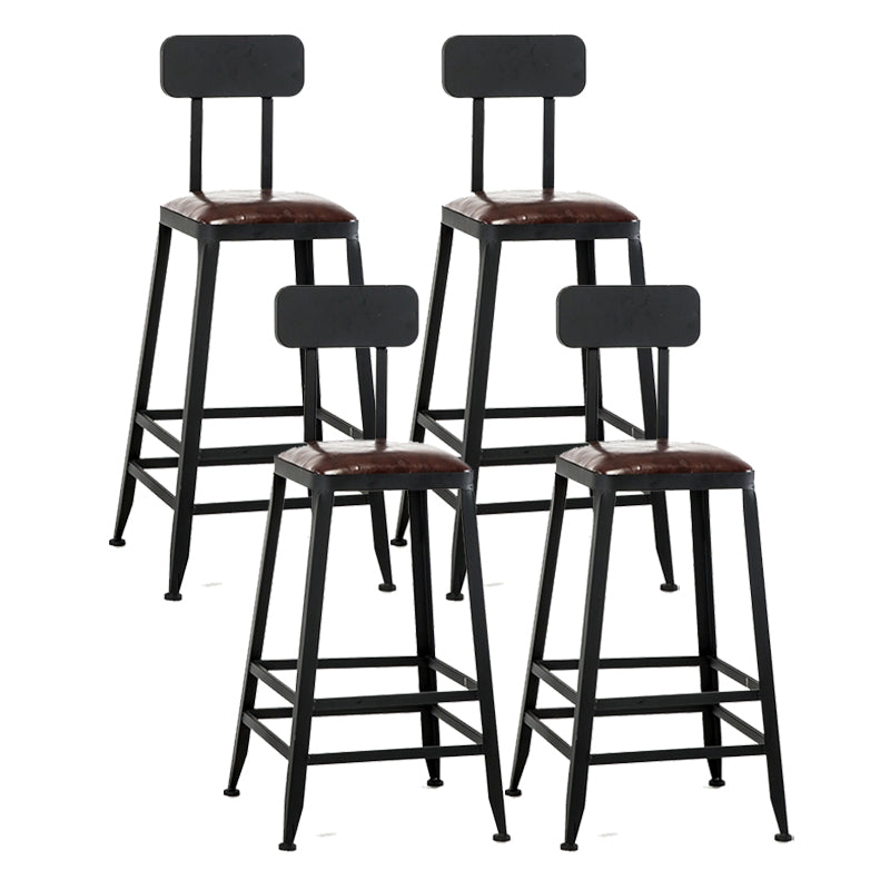 Industrial Footrest Armless Barstool Leather Stackable Coffee Shop Stool With Back 4 Piece Set Counter Stool(26"H) Clearhalo 'Bar Furniture' 'Bar Stools' 'bar_stools' 'furn' 'furn_bar_stools' 'Furniture' 'furniture_bar_stools' 'Kitchen & Dining Furniture' 4744783