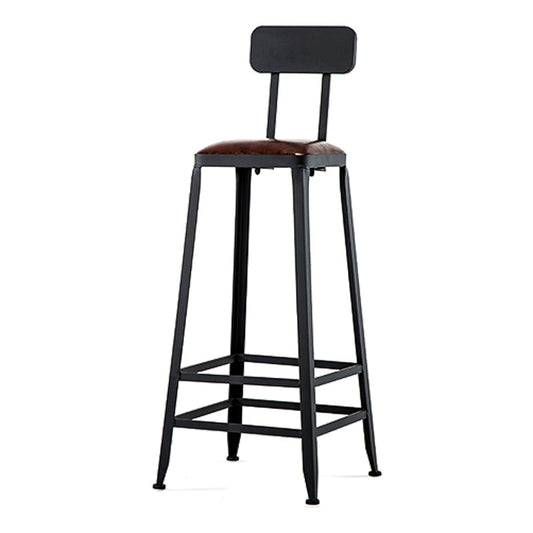 Industrial Footrest Armless Barstool Leather Stackable Coffee Shop Stool Clearhalo 'Bar Furniture' 'Bar Stools' 'bar_stools' 'furn' 'furn_bar_stools' 'Furniture' 'furniture_bar_stools' 'Kitchen & Dining Furniture' 4744785