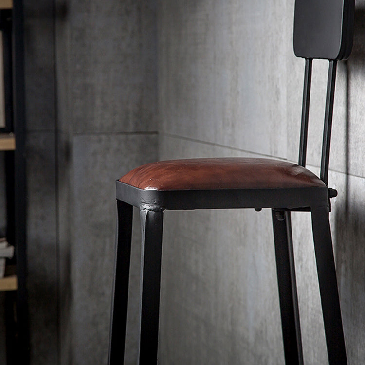 Industrial Footrest Armless Barstool Leather Stackable Coffee Shop Stool Clearhalo 'Bar Furniture' 'Bar Stools' 'bar_stools' 'furn' 'furn_bar_stools' 'Furniture' 'furniture_bar_stools' 'Kitchen & Dining Furniture' 4744787