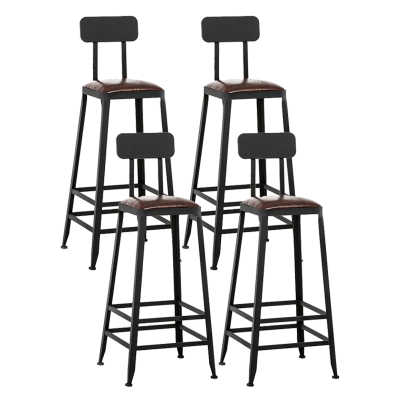 Industrial Footrest Armless Barstool Leather Stackable Coffee Shop Stool With Back 4 Piece Set Bar Stool(30"H) Clearhalo 'Bar Furniture' 'Bar Stools' 'bar_stools' 'furn' 'furn_bar_stools' 'Furniture' 'furniture_bar_stools' 'Kitchen & Dining Furniture' 4744788