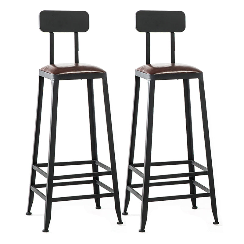 Industrial Footrest Armless Barstool Leather Stackable Coffee Shop Stool With Back 2 Piece Set Bar Stool(31"H) Clearhalo 'Bar Furniture' 'Bar Stools' 'bar_stools' 'furn' 'furn_bar_stools' 'Furniture' 'furniture_bar_stools' 'Kitchen & Dining Furniture' 4744790