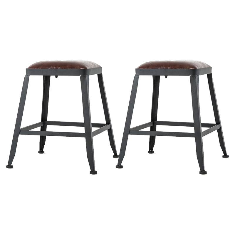 Industrial Footrest Armless Barstool Leather Stackable Coffee Shop Stool Backless 2 Piece Set Short Stool(18"H) Clearhalo 'Bar Furniture' 'Bar Stools' 'bar_stools' 'furn' 'furn_bar_stools' 'Furniture' 'furniture_bar_stools' 'Kitchen & Dining Furniture' 4744794
