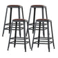Industrial Footrest Armless Barstool Leather Stackable Coffee Shop Stool Backless 4 Piece Set Counter Stool(26"H) Clearhalo 'Bar Furniture' 'Bar Stools' 'bar_stools' 'furn' 'furn_bar_stools' 'Furniture' 'furniture_bar_stools' 'Kitchen & Dining Furniture' 4744797