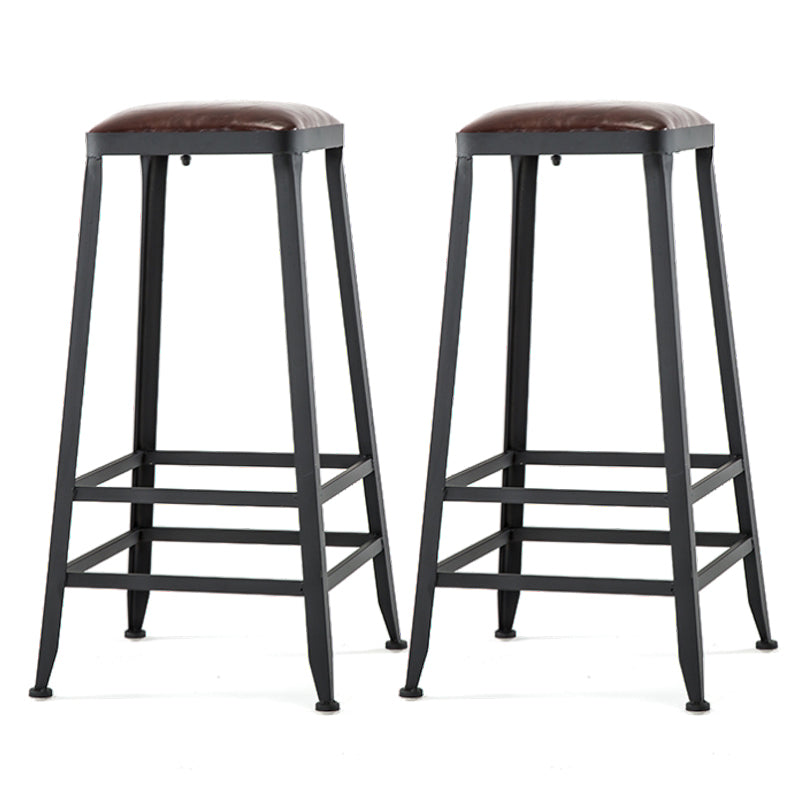 Industrial Footrest Armless Barstool Leather Stackable Coffee Shop Stool Backless 2 Piece Set Bar Stool(30"H) Clearhalo 'Bar Furniture' 'Bar Stools' 'bar_stools' 'furn' 'furn_bar_stools' 'Furniture' 'furniture_bar_stools' 'Kitchen & Dining Furniture' 4744798