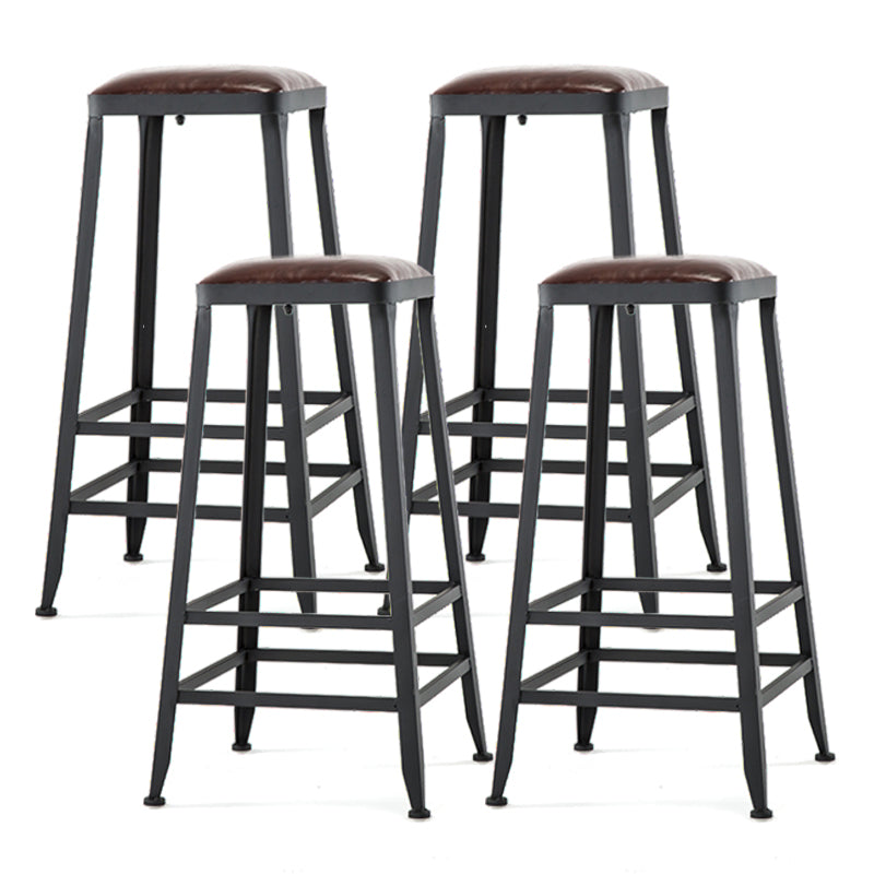 Industrial Footrest Armless Barstool Leather Stackable Coffee Shop Stool Backless 4 Piece Set Bar Stool(30"H) Clearhalo 'Bar Furniture' 'Bar Stools' 'bar_stools' 'furn' 'furn_bar_stools' 'Furniture' 'furniture_bar_stools' 'Kitchen & Dining Furniture' 4744799