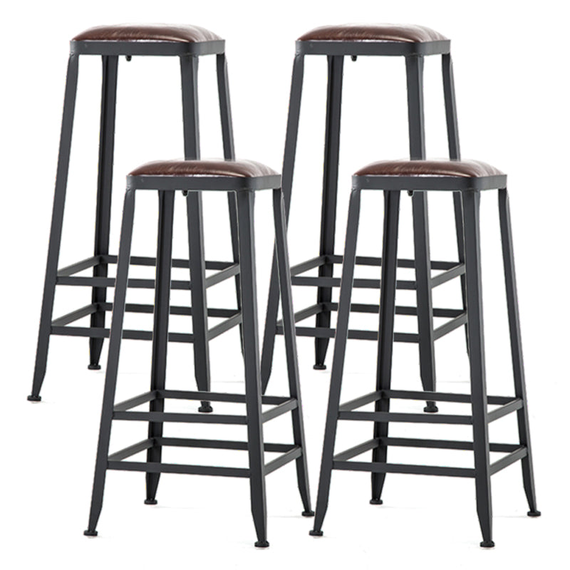 Industrial Footrest Armless Barstool Leather Stackable Coffee Shop Stool Backless 4 Piece Set Bar Stool(31"H) Clearhalo 'Bar Furniture' 'Bar Stools' 'bar_stools' 'furn' 'furn_bar_stools' 'Furniture' 'furniture_bar_stools' 'Kitchen & Dining Furniture' 4744801