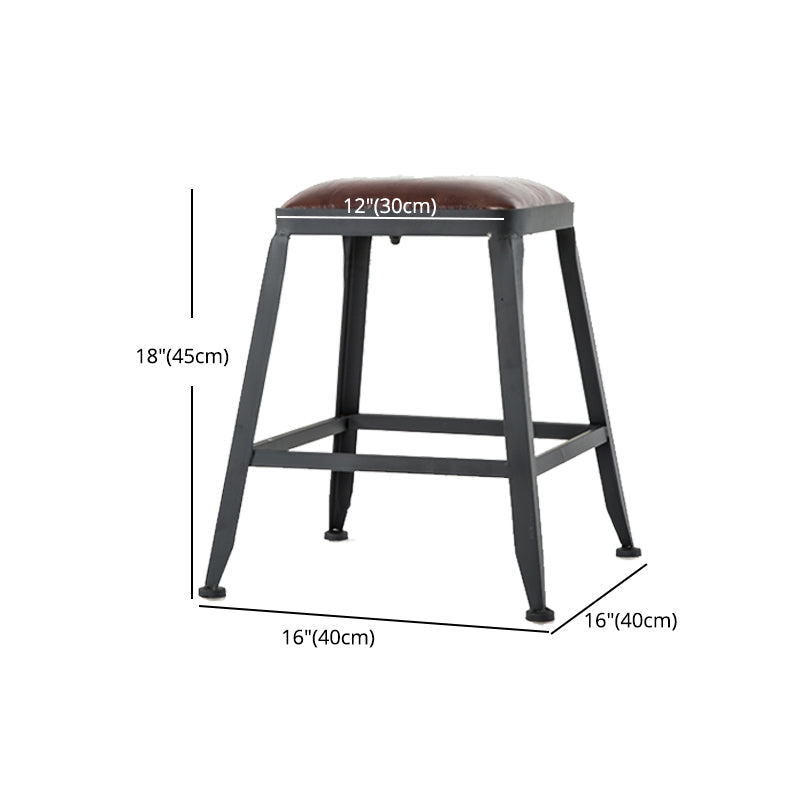 Industrial Footrest Armless Barstool Leather Stackable Coffee Shop Stool Clearhalo 'Bar Furniture' 'Bar Stools' 'bar_stools' 'furn' 'furn_bar_stools' 'Furniture' 'furniture_bar_stools' 'Kitchen & Dining Furniture' 4744803