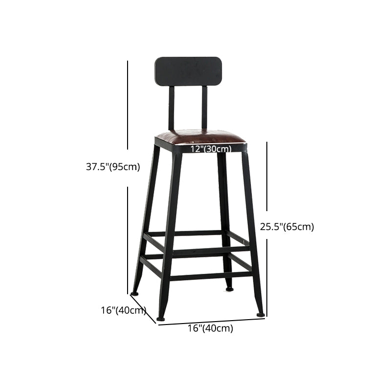 Industrial Footrest Armless Barstool Leather Stackable Coffee Shop Stool Clearhalo 'Bar Furniture' 'Bar Stools' 'bar_stools' 'furn' 'furn_bar_stools' 'Furniture' 'furniture_bar_stools' 'Kitchen & Dining Furniture' 4744804