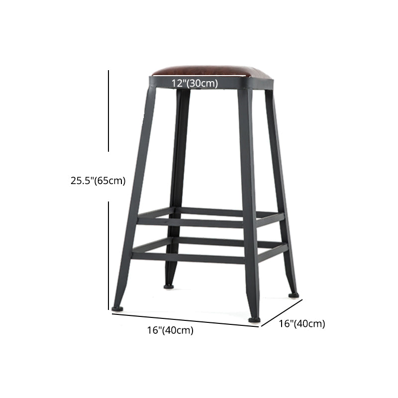 Industrial Footrest Armless Barstool Leather Stackable Coffee Shop Stool Clearhalo 'Bar Furniture' 'Bar Stools' 'bar_stools' 'furn' 'furn_bar_stools' 'Furniture' 'furniture_bar_stools' 'Kitchen & Dining Furniture' 4744805