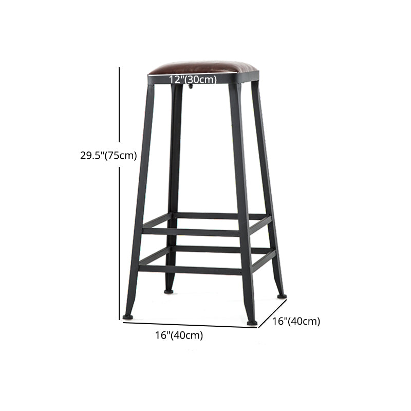 Industrial Footrest Armless Barstool Leather Stackable Coffee Shop Stool Clearhalo 'Bar Furniture' 'Bar Stools' 'bar_stools' 'furn' 'furn_bar_stools' 'Furniture' 'furniture_bar_stools' 'Kitchen & Dining Furniture' 4744807