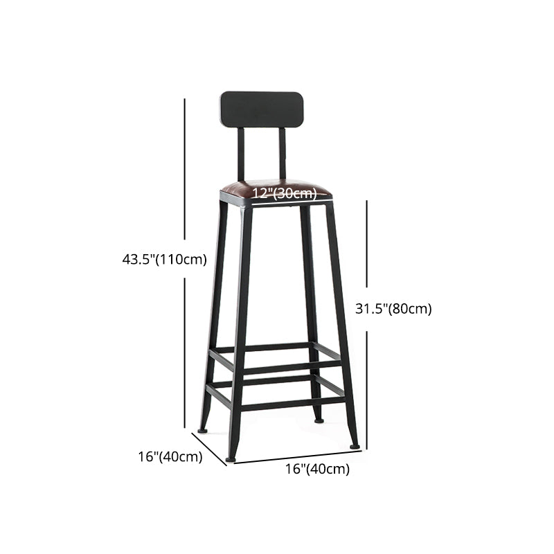 Industrial Footrest Armless Barstool Leather Stackable Coffee Shop Stool Clearhalo 'Bar Furniture' 'Bar Stools' 'bar_stools' 'furn' 'furn_bar_stools' 'Furniture' 'furniture_bar_stools' 'Kitchen & Dining Furniture' 4744808