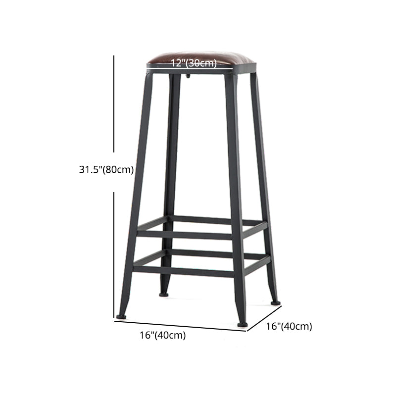 Industrial Footrest Armless Barstool Leather Stackable Coffee Shop Stool Clearhalo 'Bar Furniture' 'Bar Stools' 'bar_stools' 'furn' 'furn_bar_stools' 'Furniture' 'furniture_bar_stools' 'Kitchen & Dining Furniture' 4744809