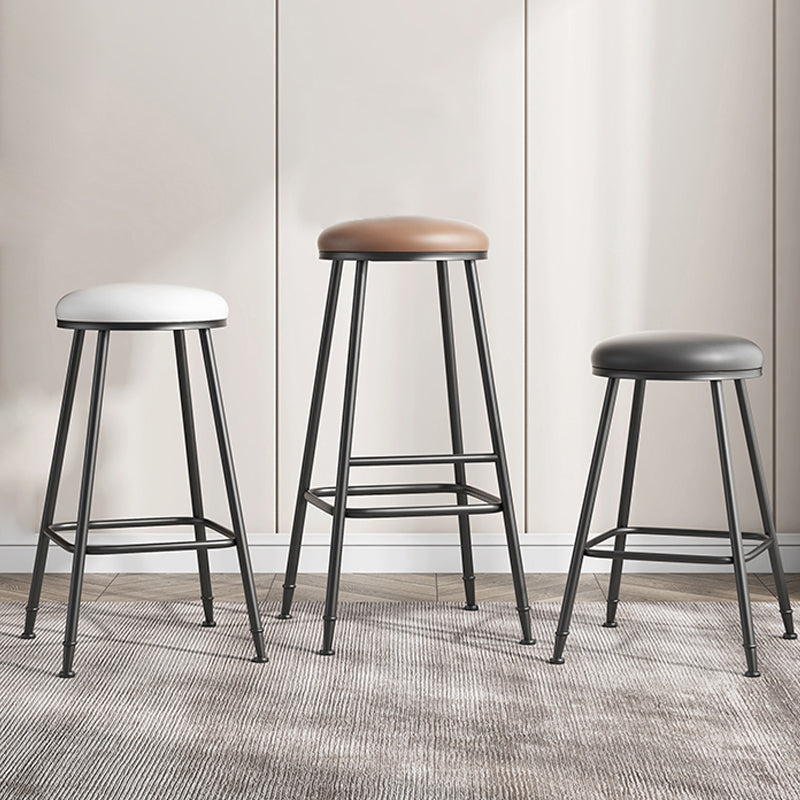 Scandinavian Backless Footrest Barstool Matte Finish Upholstered Home Stool Clearhalo 'Bar Furniture' 'Bar Stools' 'bar_stools' 'furn' 'furn_bar_stools' 'Furniture' 'furniture_bar_stools' 'Kitchen & Dining Furniture' 4744810