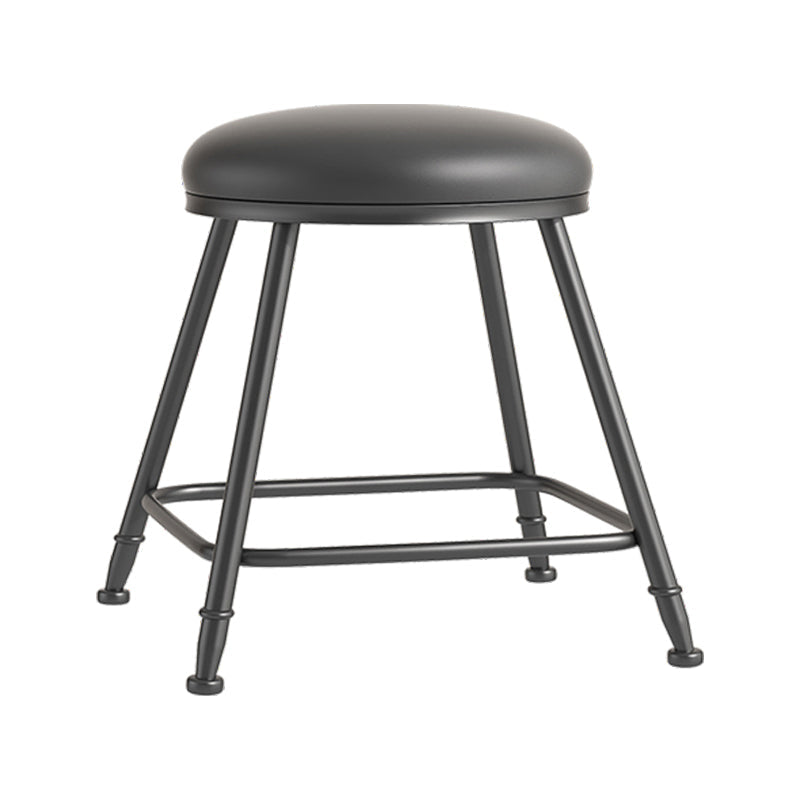 Scandinavian Backless Footrest Barstool Matte Finish Upholstered Home Stool Black 1 Piece Short Stool(18"H) Clearhalo 'Bar Furniture' 'Bar Stools' 'bar_stools' 'furn' 'furn_bar_stools' 'Furniture' 'furniture_bar_stools' 'Kitchen & Dining Furniture' 4744811