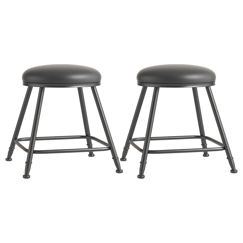 Scandinavian Backless Footrest Barstool Matte Finish Upholstered Home Stool Black 2 Piece Set Short Stool(18"H) Clearhalo 'Bar Furniture' 'Bar Stools' 'bar_stools' 'furn' 'furn_bar_stools' 'Furniture' 'furniture_bar_stools' 'Kitchen & Dining Furniture' 4744813