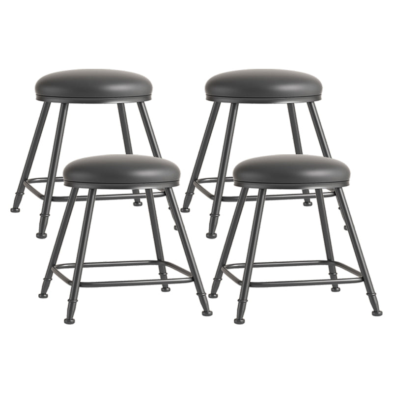 Scandinavian Backless Footrest Barstool Matte Finish Upholstered Home Stool Black 4 Piece Set Short Stool(18"H) Clearhalo 'Bar Furniture' 'Bar Stools' 'bar_stools' 'furn' 'furn_bar_stools' 'Furniture' 'furniture_bar_stools' 'Kitchen & Dining Furniture' 4744814