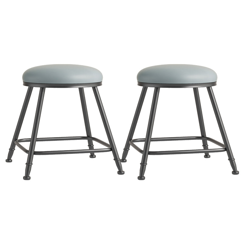 Scandinavian Backless Footrest Barstool Matte Finish Upholstered Home Stool Grey 2 Piece Set Short Stool(18"H) Clearhalo 'Bar Furniture' 'Bar Stools' 'bar_stools' 'furn' 'furn_bar_stools' 'Furniture' 'furniture_bar_stools' 'Kitchen & Dining Furniture' 4744819