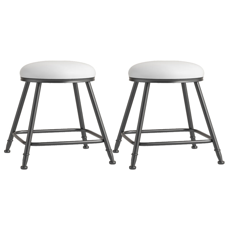 Scandinavian Backless Footrest Barstool Matte Finish Upholstered Home Stool White 2 Piece Set Short Stool(18"H) Clearhalo 'Bar Furniture' 'Bar Stools' 'bar_stools' 'furn' 'furn_bar_stools' 'Furniture' 'furniture_bar_stools' 'Kitchen & Dining Furniture' 4744824