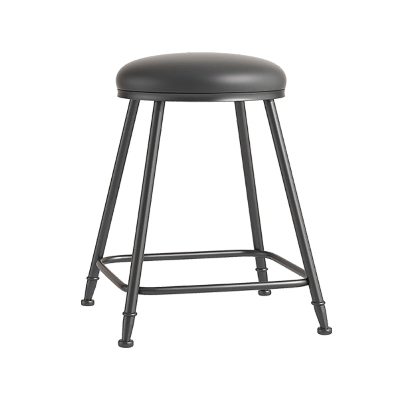 Scandinavian Backless Footrest Barstool Matte Finish Upholstered Home Stool Black 1 Piece Short Stool(22"H) Clearhalo 'Bar Furniture' 'Bar Stools' 'bar_stools' 'furn' 'furn_bar_stools' 'Furniture' 'furniture_bar_stools' 'Kitchen & Dining Furniture' 4744834