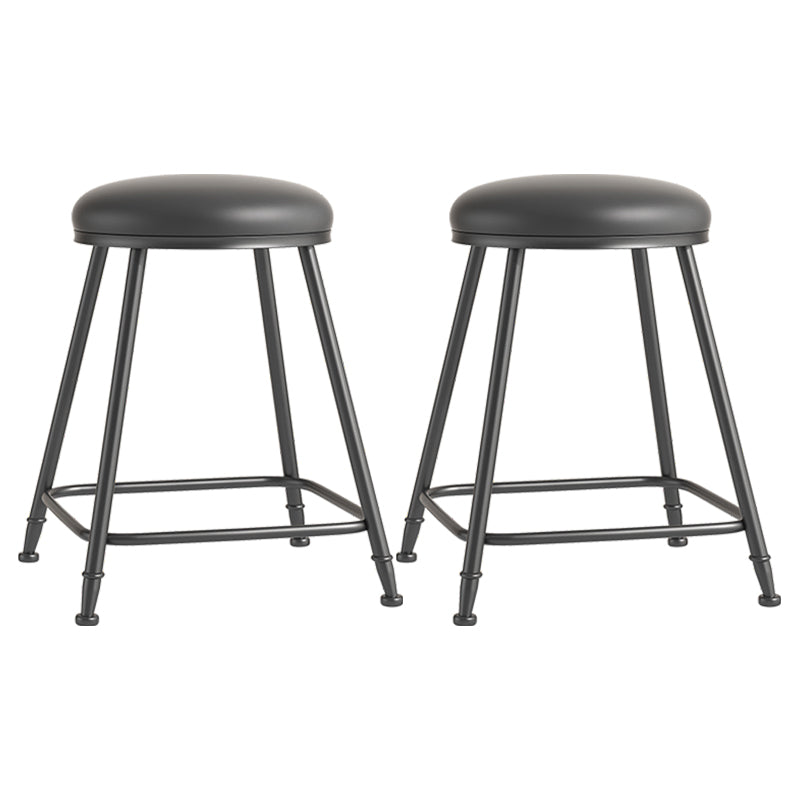 Scandinavian Backless Footrest Barstool Matte Finish Upholstered Home Stool Black 2 Piece Set Short Stool(22"H) Clearhalo 'Bar Furniture' 'Bar Stools' 'bar_stools' 'furn' 'furn_bar_stools' 'Furniture' 'furniture_bar_stools' 'Kitchen & Dining Furniture' 4744835