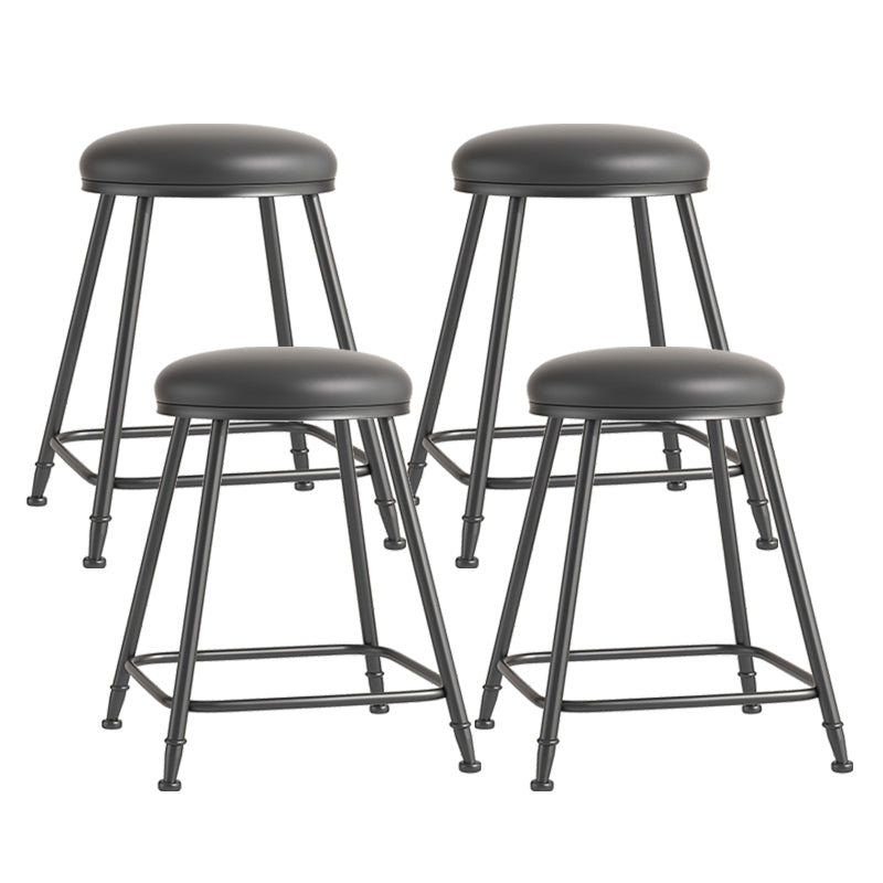Scandinavian Backless Footrest Barstool Matte Finish Upholstered Home Stool Black 4 Piece Set Short Stool(22"H) Clearhalo 'Bar Furniture' 'Bar Stools' 'bar_stools' 'furn' 'furn_bar_stools' 'Furniture' 'furniture_bar_stools' 'Kitchen & Dining Furniture' 4744836
